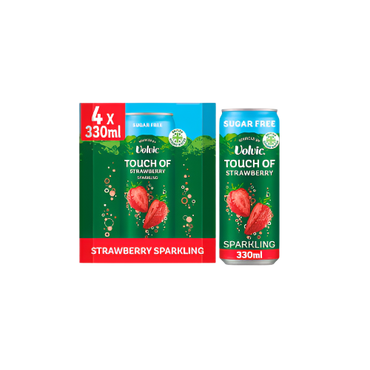 “Touch of Strawberry Sugar-Free Sparkling Flavoured Water – 4x330ml Multipack Cans”